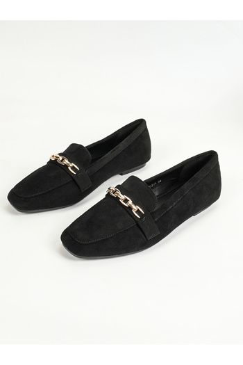 Sneak-a-Peek By Styli Metal Chain Accent Suede Look Mules