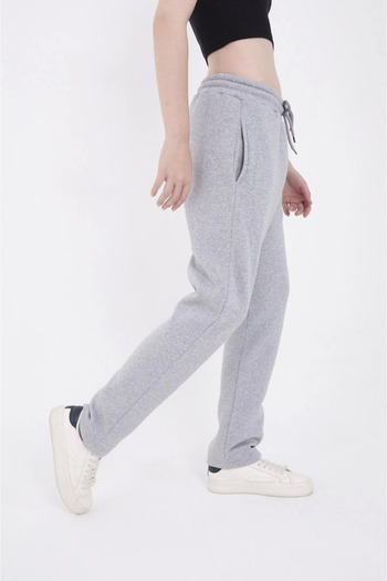 MODA55 Oversize Pipe Leg Printed Sweatpants - Gray