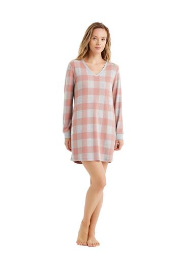 Blackspade Women's Long Sleeve Thermal Pink Nightgown C4T9N4O06