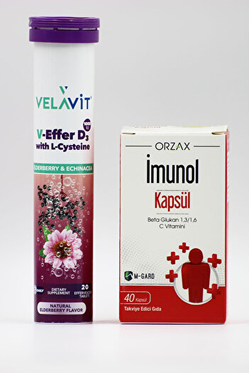 Velavit V-Effer D3 Vitamina and Cysteine - 40 Capsule Immune Set Containing Black Berry and Echinacea