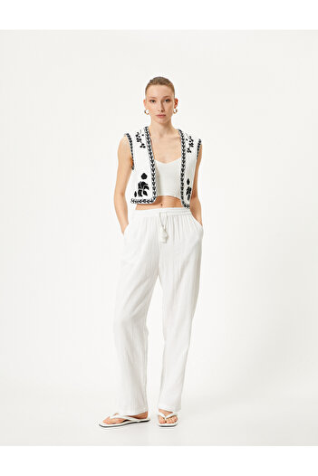 Koton Cotton Crop Vest - Embroidery Detailed