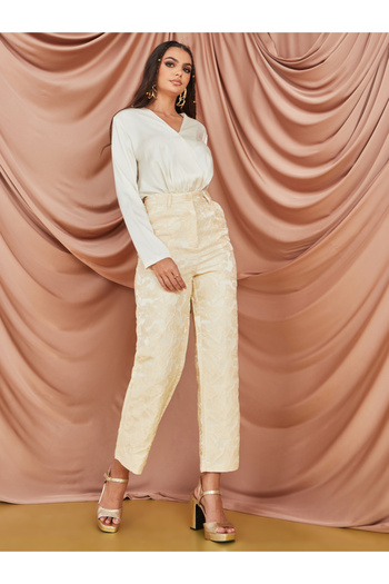 Styli Jacquard Straight Leg Trousers