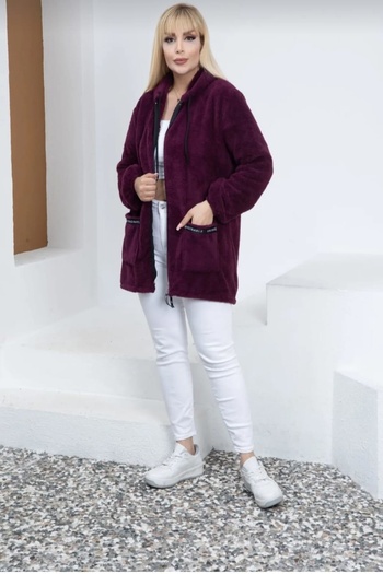 xlargebutik Purple Baddal Plush Fleece - Plus Size Clothing, Warm Soft