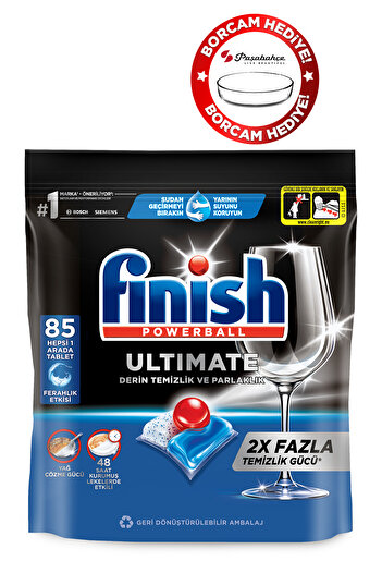 Finish Ultimate Bulaşık Makinesi Deterjanı Kapsül Tablet 85 Adet (BORCAM HEDİYELİ)