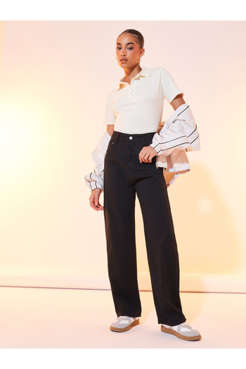 Take Two By Styli Solid Wide Leg Full Length Jeans