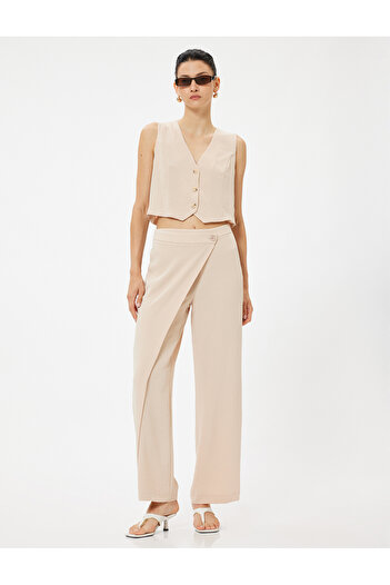 Koton Double Breasted Detailed Wide Leg Trousers Aerobin Fabric