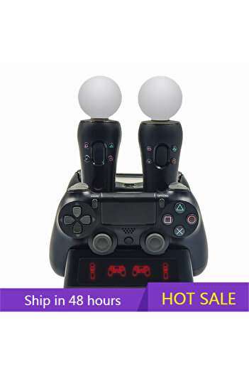 Choice black 4 in 1 Controller Charging Dock Station Stand for Playstation PS4 PSVR VR Move Quad Charger fo