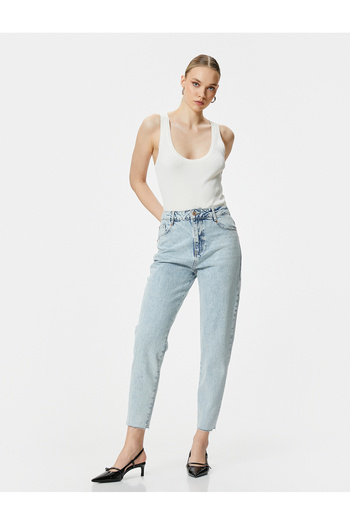 Koton Mom Fit Jeans Standardní pas do kapsy Bavlna - Mom Jean