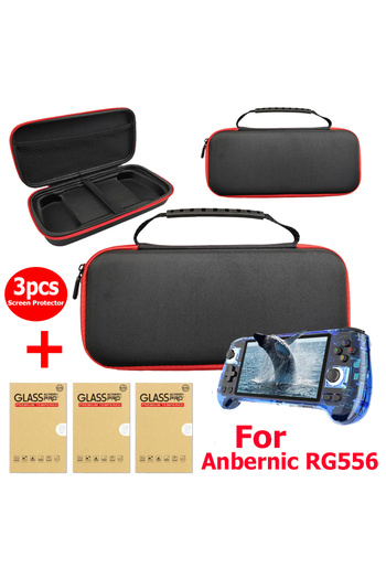 ALLOYSEED Shockproof Storage Bag For Anbernic RG556 EVA Travel Protective Case Tempered Glass Screen Protec...