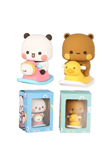 Choice3 2PCS With box Cute Kawaii Bubu Dudu Panda Bear Figure Cartoon Exciting Bear Miniatures Collectible A