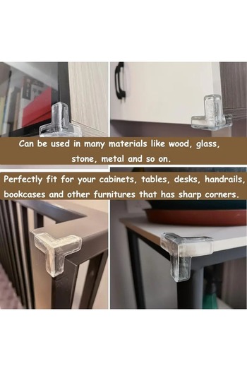 GlassySKY T-Shape Silicone Corner Protector Set for Furniture and Table Edges (4 Pieces)