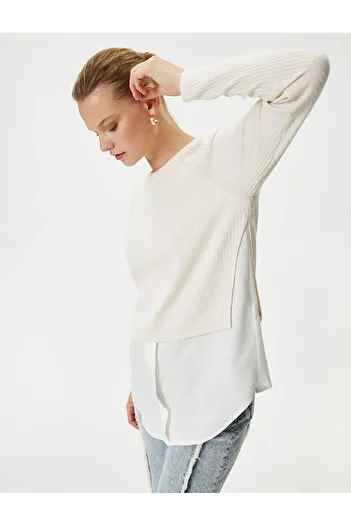 Koton Double Piece Look Blouse Long Sleeve Crew Neck