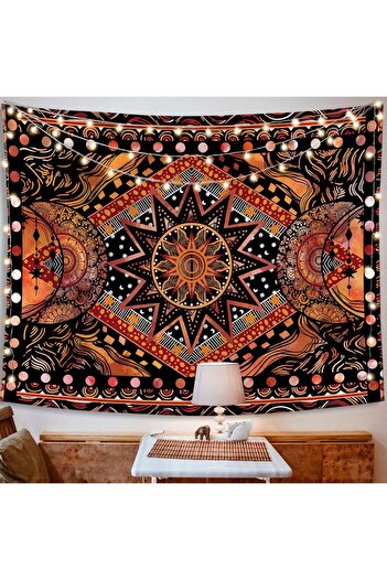 GREENDECOR Mandala Yoga Hippi Tasrımlı Duvar Örtüsü Şık Duvar Halısı Duvar Dekorasyonu Dekoratif Duvar Sanatı
