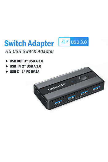 Choice1 محول USB KVM 2 في 4 مخرجات من Lemorele، محول USB 3.0، محول USB 2 مدخل و4 مخرجات، محول KVM