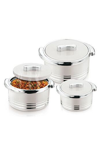 Winsor Omega Hot Pot Stainless Steel Casserole 3 pcs set 1500 + 2200 + 3300m  - Silver