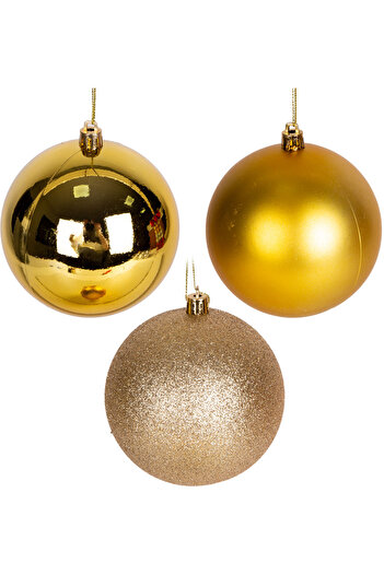 Herdekora Christmas Ball Glitter Matte Glossy Set of 6 Gold 10 Cm.