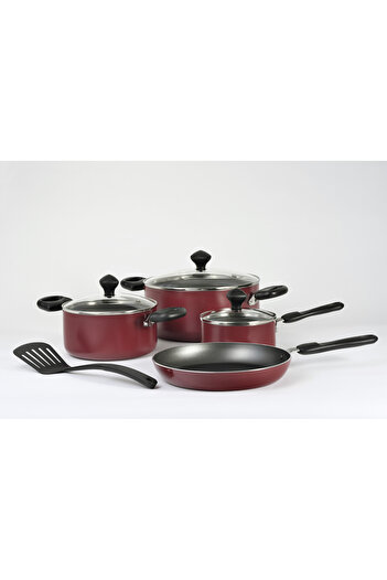 Prestige 8 Piece Non-Stick Cast Aluminium Cookware sets | Induction Base Cookins Set - Red