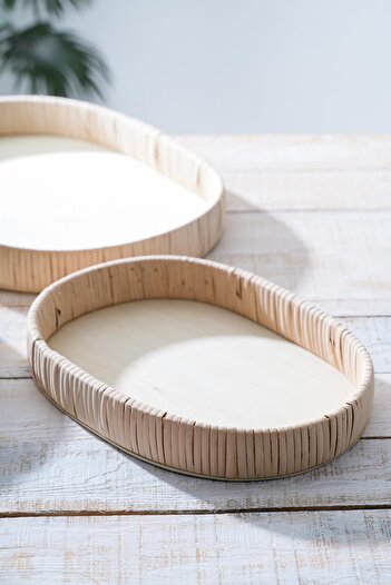 ACAR Oval 3 Parça Hasır Tepsi