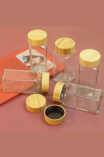 NEWNOW 6 Pieces Glass Cornered Spice Rack with Spreader Head 120 ml