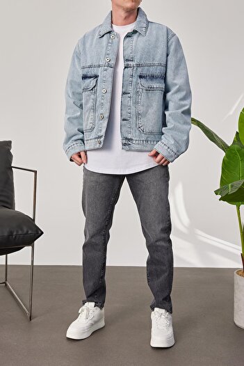 NOMARC 2 Pocket Buttoned Blue Denim Jacket