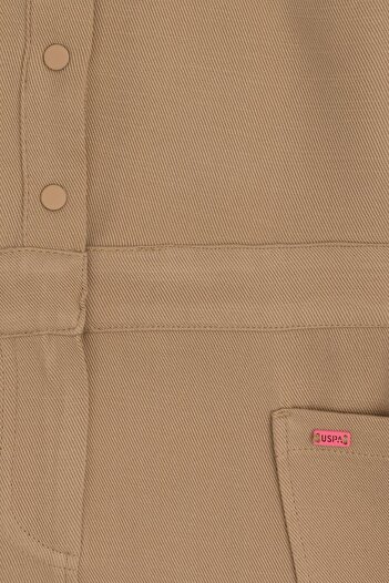 U.S. Polo Assn. Kız Çocuk Camel Cep Detaylı İşlemeli Dokuma Elbise 50271202-VR085