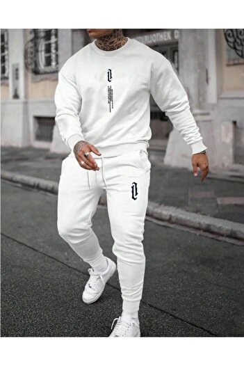 Shine Stone Men's Printed Crew Neck Bottom Top Set