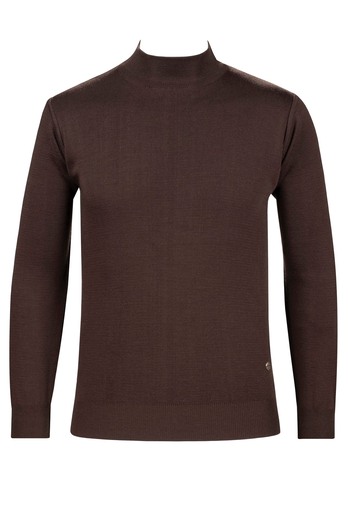 Çizgi Triko Men's Knitwear Brown Sweater Half Turtleneck Winter Woven Steel Knit