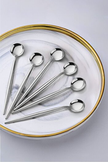 Hope Set of 6 Stainless 18/10 Round Silver Teaspoons - Stainless Anti-Tarnish Steel Spoons