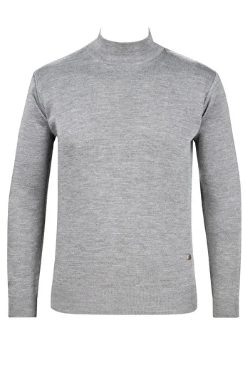 Çizgi Triko Men's Knitwear Gray Sweater Half Turtleneck Winter Woven Steel Knit