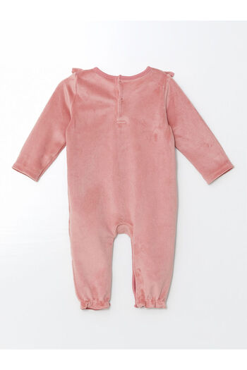 LC Waikiki Matte Pink Crew Neck Long Sleeve Baby Girl Jumpsuit