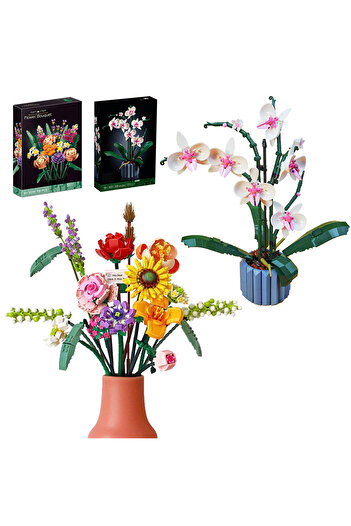 Choice Romantic Flower Orchid Bouquet Building Block 10311 6039 DIY Potted Illustration Kit Assembly Bri...