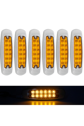 SOYAVISION 6pcs 12V 24V 12 LED Car Trucks LED Side Marker Lights For Truck Trailer Lorry Caravan Bus Van Boa...