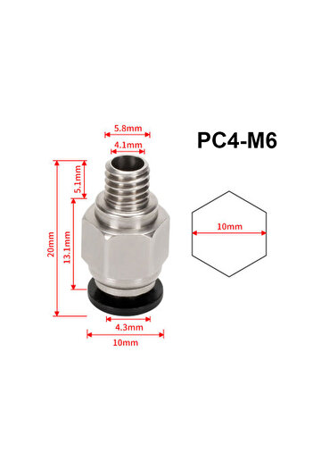 Choice1 5 PCS PC4-M6 Black 5 Pcs Pneumatic Connector For 3D Printer Parts Bowden Quick Jointer Coupler 1.75/
