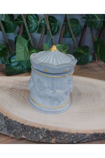 Porta blu Decorative Concrete Carousel Box Organizer with Lid, Decor Organizer