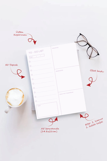 Copyder A5 Pastel Colored Minimalist to Do List Notepad Planner Memo Pad 50 Sheets