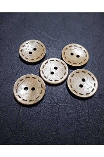 İMREN AKSESUAR Kokanat Wooden Button 36 Sizes (23MM) Laser Drawing 1 Pack of 10 Pieces