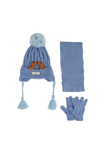 Aware Time Kitti 1-4 Years Boy Scarf Beanie Gloves Set of 3