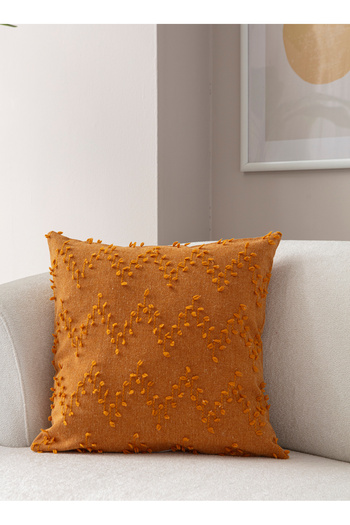 SWITA 43X43 Mustard Single Decorative Linen Polka Dot Cushion Cover