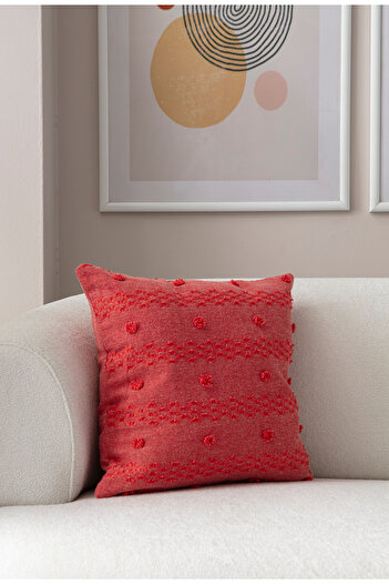 SWITA 43X43 Pink Single Decorative Linen Polka Dot Throw Pillow