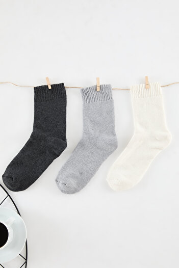 Trendyol Collection Multicolored 3 Pack Thick Towel Knitted Socks Thmaw25Co00006