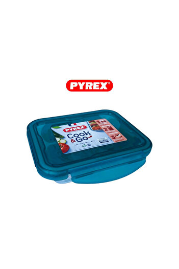 Pyrex Cook&Go 0.8L Rectangle Storage Dish with Airtight Lid -Green