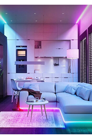 EMİN ENSAR HOME 5 mt Kumandali Isildak Rgb Serit Led Lamba iç Ve Dis Mekan Silikon Yapiskanli Aydinlatma