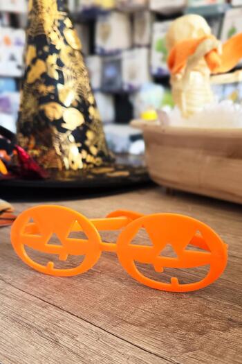 PEKSHOP Orange Shaped Pumpkin Plastic Glasses - 1 Piece Halloween Party