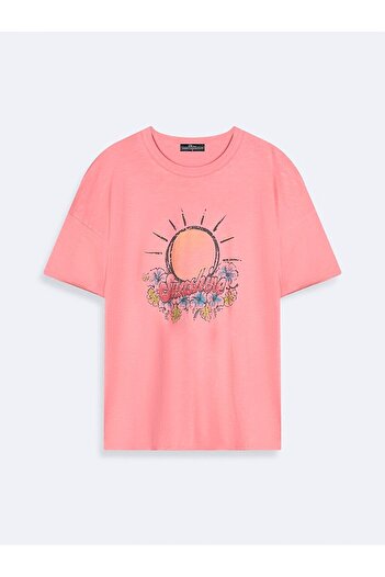 Ltb Μπλουζάκι με κοντό μανίκι Crew Neck Relaxed Fit Pink