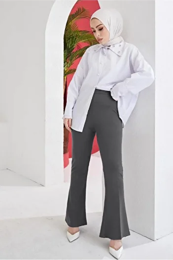 TRENDTESETTÜR Gray Flared Leg Elastic Waist Trousers - Women's t 602