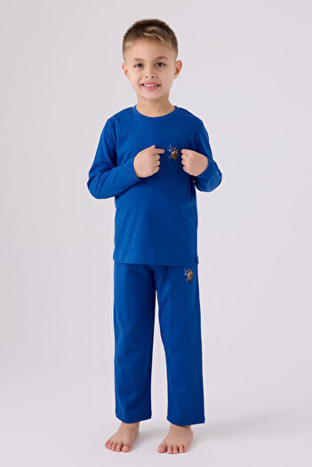 U.S. Polo Assn. Costum de pijama albastru cu maneca lunga pentru baietel