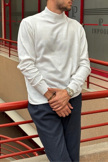 inpool Men's, Slim-Fit, Old Money, Half-Neck Knit Sweater