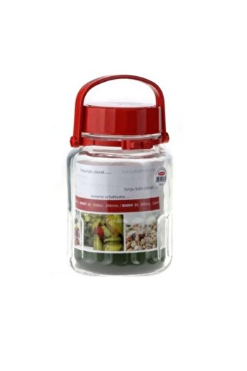 Paşabahçe 80005 Red Jar with Lid 3 Liters
