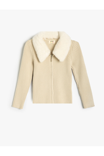 Koton Polo Neck Sweater Long Sleeve Plush Detailed Zipper Closure