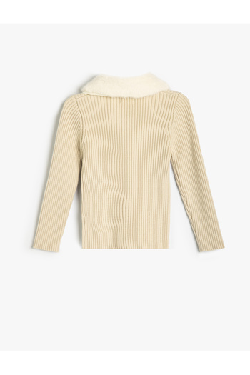 Koton Polo Neck Sweater Long Sleeve Plush Detailed Zipper Closure